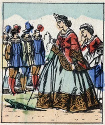 Illustration av Charles Perraults berättelse "Askungen eller den lilla glastofflan". Trästick av Imaging Pellerin - Epinal, sd. Sent 1800-tal.