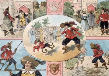 Illustration av Cyrano de Bergerac, illustration av Cyrano de Bergeracs roman: "Den andra världen