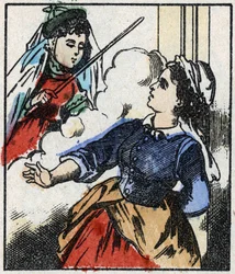 Illustration av berättelsen "" La Fee Bambinette "" Trästick från Imaging Pellerin - Epinal, sd. Sent 1800-tal.