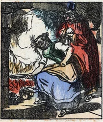 Illustration av berättelsen "" Raminagrobis och mössen "" Trästick från Imaging Pellerin - Epinal, sd. Sent 1800-tal.