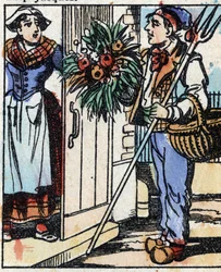 Illustration av berättelsen "" Djävulens gaffel "" Trästick från Imaging Pellerin - Epinal, sd. Sent 1800-tal.