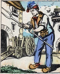 Illustration av berättelsen "" Djävulens gaffel "" Trästick från Imaging Pellerin - Epinal, sd. Sent 1800-tal.