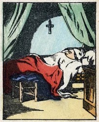 Illustration av berättelsen "" Veridique Historia om Jeannot Serinet "" Trästick av bildspråk Pellerin - Epinal, sd. Sent 1800-tal.