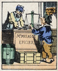 Illustration av berättelsen "" Veridique Historia om Jeannot Serinet "" Trästick av bildspråk Pellerin - Epinal, sd. Sent 1800-tal.