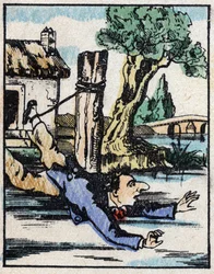 Illustration av berättelsen "" Veridique Historia om Jeannot Serinet "" Trästick av bildspråk Pellerin - Epinal, sd. Sent 1800-tal.