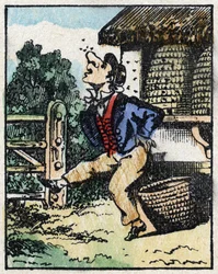 Illustration av berättelsen "" Veridique Historia om Jeannot Serinet "" Trästick av bildspråk Pellerin - Epinal, sd. Sent 1800-tal.