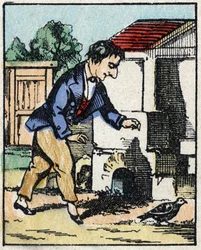 Illustration av berättelsen "" Veridique Historia om Jeannot Serinet "" Trästick av bildspråk Pellerin - Epinal, sd. Sent 1800-tal.