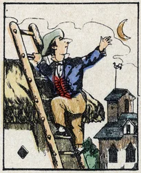 Illustration av berättelsen "" Veridique Historia om Jeannot Serinet "" Trästick av bildspråk Pellerin - Epinal, sd. Sent 1800-tal.