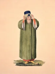 Imam kallar till bön, troligen av kusinery, ottomansk tid, tredje kvartalet av 1700-talet (wc på papper)