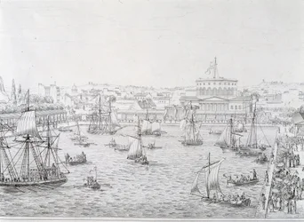 Invigning av Basin de la Villette, Paris maj 1821.