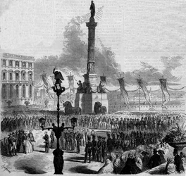 Invigning av kongressens kolumn (1850-1859). Bryssel, Belgien