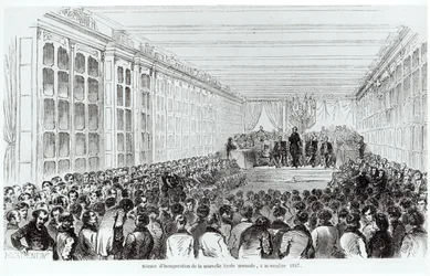 Invigning av Ecole Normale Superieure i Paris, från Les Tableaux de Paris av Texier, 1852