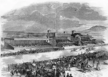 Invigning av hästkapplöpningarna i Bois de Boulogne 1857.