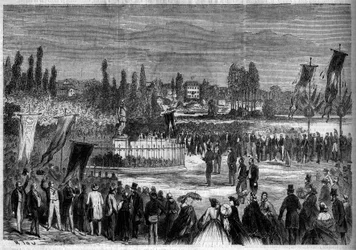 Invigning av statyn av Bernard Palissy (1510-1589), fransk keramiker, i Joinville le Pont