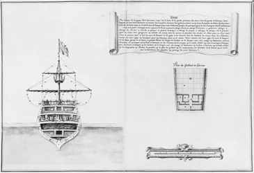Inre förstäven på ett fartyg, illustration från Atlas de Colbert, skylt 46