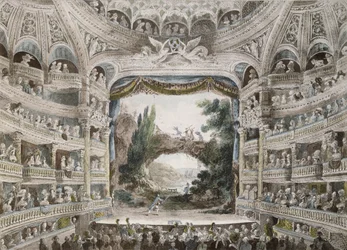 Interiör av Comedie Francaise Theatre 1791, efter en original akvarell