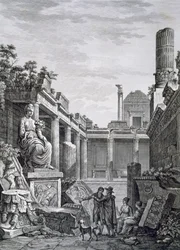 Interiör av de romerska baden, Nimes, från Antiquities of France: Vol I, Monuments of Nimes