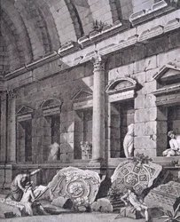 Interiör av Dianatemplet, Nimes, från Antiquities of France: Vol I, Monuments of Nimes