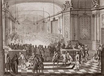 Invändig bild av Jacobins Hall, i Nantes, under innehavet av Förenta staterna i Bretagne 1764.