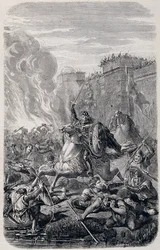 Invasion och plundring av Rom av Alaric 1st, King of the Visigoths 410 - i "" History of Popes, Kings, Queens and Emperors"" av Lachatre, T.1