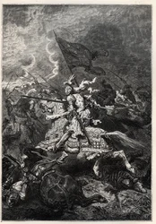 Italienska krig - Slaget vid Fornovo - Venedigförbundet besegrat av den franske kungen Karl VIII - Första italienska kriget - Slaget vid Fornoue (Fornovo) (Italien) under Karl VIII 6 juli