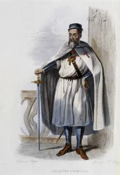 Jacques de Molai (eller Molay), siste stormästare av Tempelherreorden (1243-1314) - i "" Le Plutarque francais", red. Mennechet