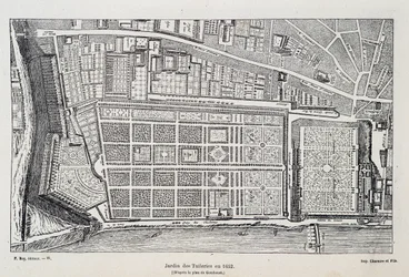 Jardin des Tuileries 1652 (efter Gombousts plan) - i "Paris genom århundradena", av H. Gourdon de Genouillac, red. F. Roy, Paris