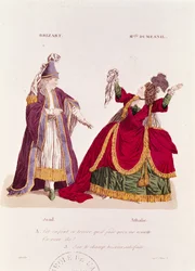 Jean-Baptiste Brizard (1721-91) i rollen som Joad og Mademoiselle Dumesnil (1713-1803) som Athalie, scene fra 5. akt. Scene 5 af 