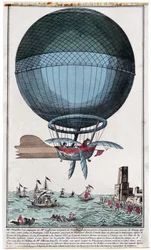 Jean Pierre Blanchard (1753 - 1809) och John Jefferies (1745 - 1819) anlände till Calais efter att ha korsat Engelska kanalen i en luftballong den 7 januari