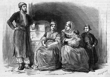 Judisk befolkning i Tetouan (Tetuan) i Marocko: medlemmar av en judisk familj