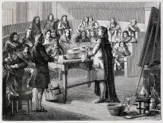 Joseph Black (1728 - 1799), brittisk kemist och fysiker, upplever den latenta kalorin innan studenterna vid University of Glascow