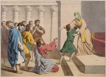 Joseph låter sig kännas igen av sina bröder, illustration från en katekes LHistoire Sainte, utgiven av Charles Delagrave, Paris, sent 1800-tal