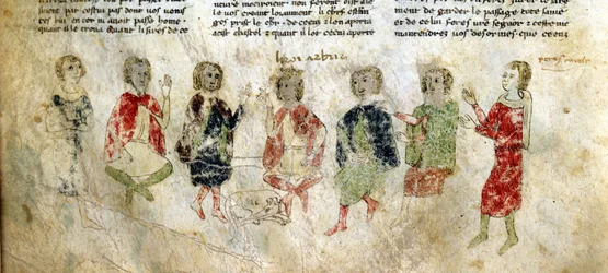Kung Arthur och riddarna. Fransk manuskript från 1200-talet. Bibl. Marciana, Venedig.
