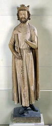 Kung Childebert I (497-558) från klostret Saint-Germain-des-Pres, ca 1239-44 (kalksten)