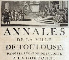 Kung Philippe the Hardi i Toulouse 1272 i "Annales de la ville de Toulouse" av Germain de Lafaille, Toulouse