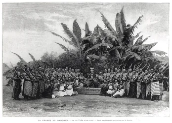 Kung Toffa (f. 1874-1908) och hans hov, Dahomey, 1892