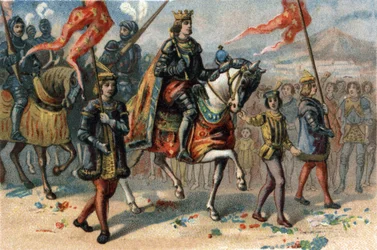 Kungen av Frankrike Karl VIII (1470-1498) reste in i Neapel, Italien, den 22 februari