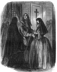 Kung av Frankrike Ludvig XIV (1638-1715) med Louise Francoise de la Valliere (1644 - 1710). Gravyr av 1800-talet.