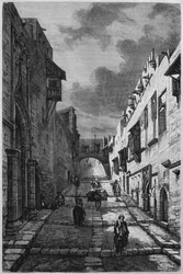 Knights Street på Rhodos, från Syrien idag. Reser i Fenicien, Libanon och Judéen. 1875-1880 av Louis Charles Emile Lortet, 1884 (bw gravyr)