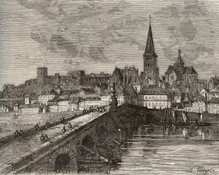 La Charite sur Loire - La Charite-sur-Loire - Nievre, i regionen Bourgogne - gravyr i "Frankrike illustree: geografi, historia, statistisk administration" av V.-A. Malt-brunt. 1884