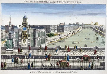 La Samaritaine (vattenpump) på Pont Neuf i Paris - optisk vy