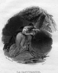 La cantharid Chanson de Beranger i "" Oeuvres completes"" (1834) av Pierre Jean de Beranger (1780-1857), fransk poet och låtskrivare.
