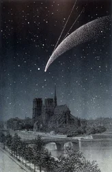 La comet de Donati, sett i Paris 1858-10-04 - i "" Le Ciel"" av Amédée Guillemin, Hachette, Paris