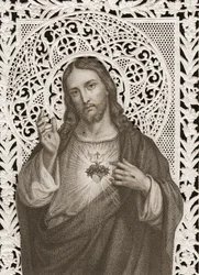 Spetskort med Jesu heliga hjärta, 1800-talet