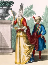 Dam i sommarklänning, ca 1690-1700