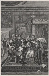 Den döende kardinal de Richelieu Litografi av Charles Motte (1785-1836) i "Les Hommes Celebres de la France" av Louis Dumas 1889