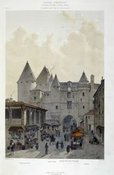 Le grand Chatelet vid rue St Denis 1800 - i "Paris genom tiderna: templet och rue Royale", sent 1800-tal