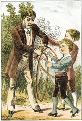 Leon och Lucien lärde sig bra att läsa och blev små vetenskapsmän - deras föräldrar för att belöna dem köpte vackra ringar - i "Alphabet des petits savants", sent 1800-tal (kromolitografi)