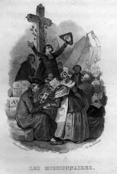 Les Missionnaires Chanson de Beranger i "" Oeuvres completes"" (1834) av Pierre Jean de Beranger (1780-1857), fransk poet och låtskrivare.