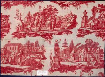 Les Saisons från Mayoux Collection, 3:e kvartalet 1700-talet, kopparplåttryckt bomull